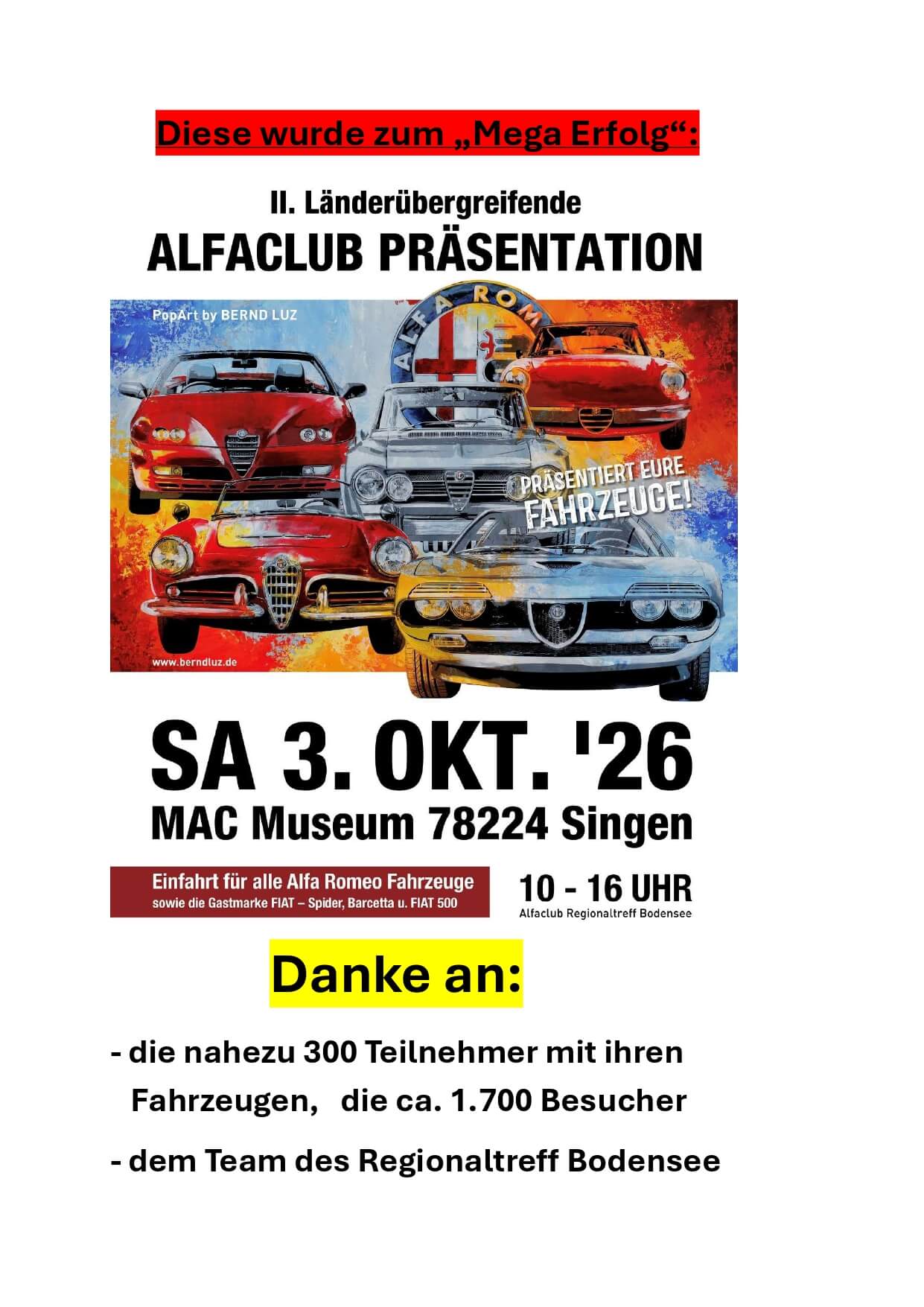 Alfaclub Regionaltreff Bodensee Länderübergreifende Alfaclub Präsentation 2026